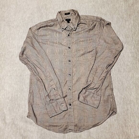 J Crew Shirt Mens Medium Gray Slim Fit Checkered Button Up - Picture 1 of 9